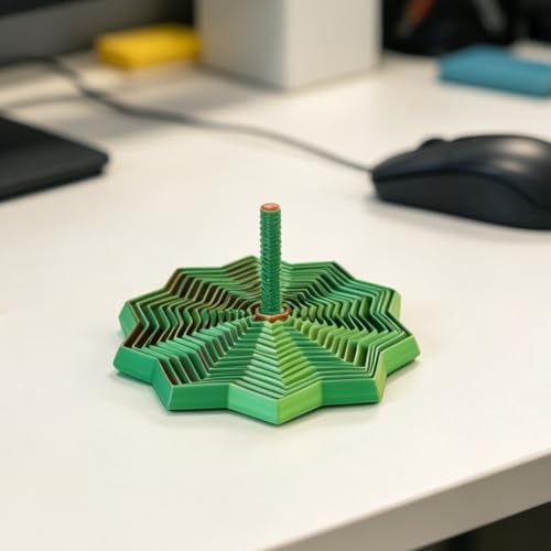 3D Printed Expanded Sensory Fidget Star, Fractal Stress Relief Spinning Tower Toy with Handle, Polygonal Honeycomb Whirling Spiral Design, Stocking Stuffers Gift for Adults Teens ADHD Office Desk