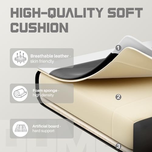 NEWBULIG Gaming Chair with Footrest – Ergonomic High-Back with Lumbar & Headrest Support, Comfy PU Leather Recliner with Linkage Armrests, Adjustable Height, 360° Swivel, White