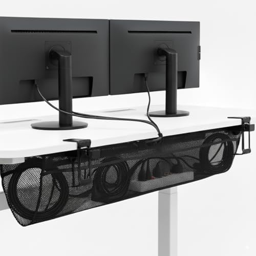 VIVO Black Clamp-on 44 in Mesh Net Cable Management Holder, DESK-AC44MH