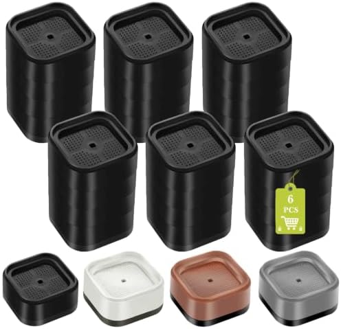 6 Pack Furniture Risers 4 Inch, Adjustable Bed Risers Heavy Duty for Table Desk Couch Chair Sofa Cabinet Bed Legs Dorm, Square Stackable Bed Raisers Blocks Lift Height 1", 2",3"or 4", Black