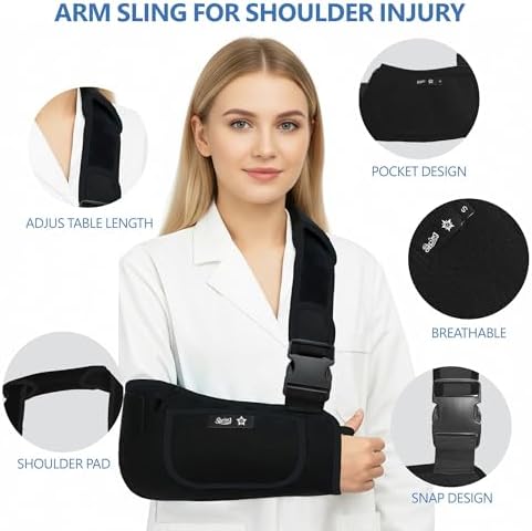 SPRING SEAON Arm Sling Shoulder Immobilizer for Women and Men Adjustable