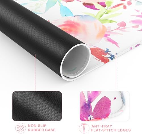 eulps Mouse Pad with Stitched Edge, Multiple Patterns Computer Mouse Pads with Non-Slip Rubber Base, Washable Cloth Mousepad, for Gaming, Laptop, PC (Pastel Bloom)