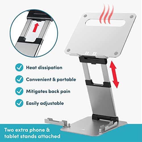 Lifelong 20" Tall Adjustable Laptop Stand with Phone & Tablet Holder