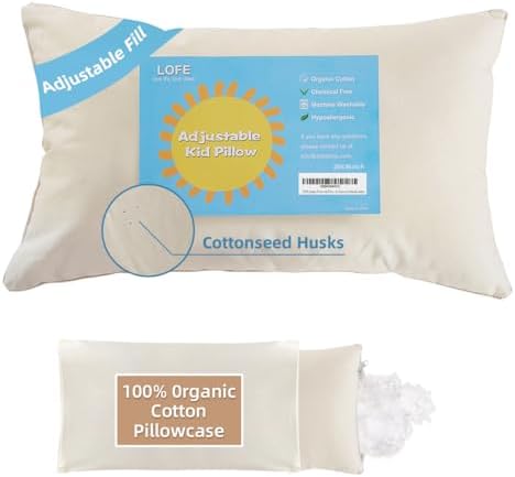 Adjustable Organic Pillow 20x36 with Organic Cotton Pillowcase &Shell