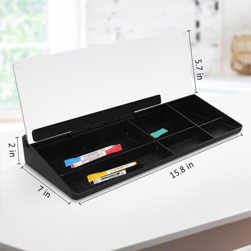 DOLLAR BOSS Glass Desk Whiteboard Small Dry Erase Board, Black