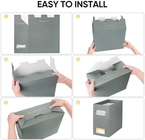 BALEINE 4PK File Organizer Box, Cardboard File Folder Organizer with Handle