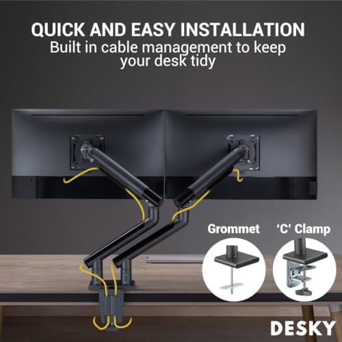 Desky Dual Slim Aluminium Monitor Arm White