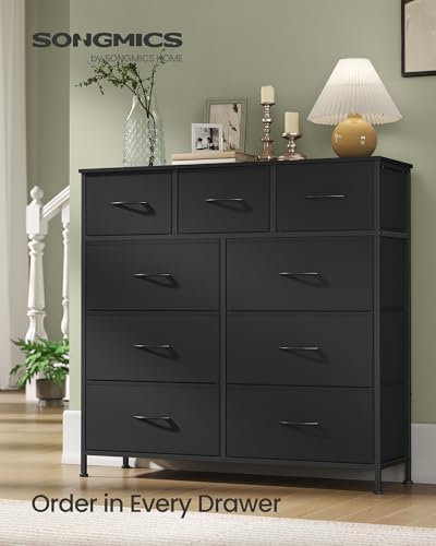 SONGMICS Dresser for Bedroom, Wide Dresser with 9 Fabric Drawers
