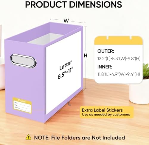 BALEINE 8PK File Organizer Box, Cardboard File Folder Organizer with Handle