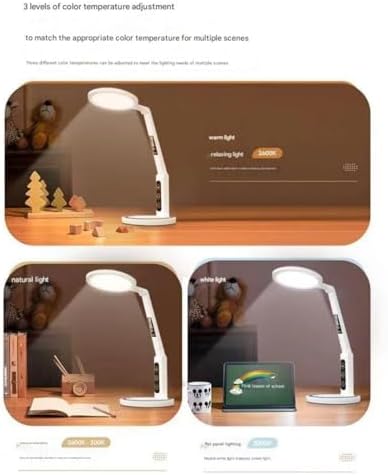 Multifunctional LED Eye Protection Desk lamp | No Flicker, Anti-Blue Light, 5-Speed dimming and Color Adjustment, USB Charging and Portable (Plug-in)