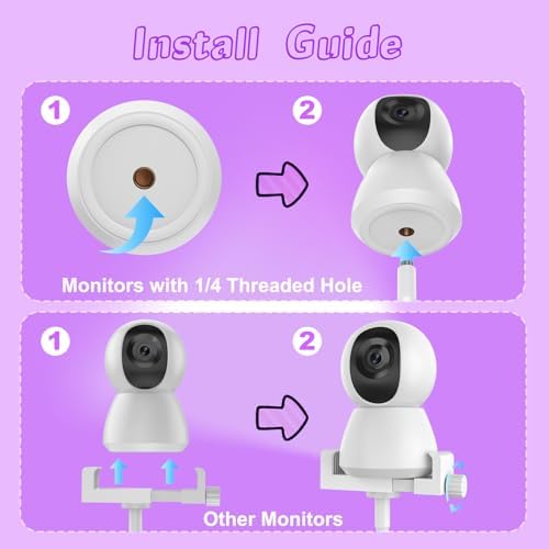 Baby Monitor Mount - Universal Adjustable Monitor Flex Stand for Hello Baby, Nanit Pro, Infant Optics, VTech & Most Baby Monitors - Detachable Arm Camera Clip Mount with Cute Stickers for Crib
