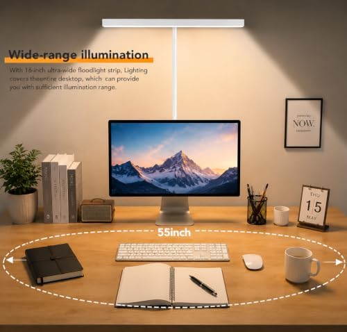 Desk Lamp with Clamp, 1200LM LED Desk Light for Home Office，White