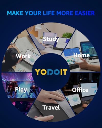 Yodoit 4K Portable Monitor, 16" 3840×2400 UHD IPS Travel Screen 1200nit Sunlight-Readable with 145% sRGB, 2000:1 Contrast for Photo Editing Outdoor Work Compatible with Laptop PC Mac PS5 Black