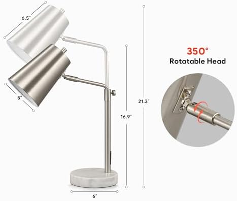 VONLUCE Desk Lamp with LED Bulb, Adjustable 20" Table Lamp for Home Office