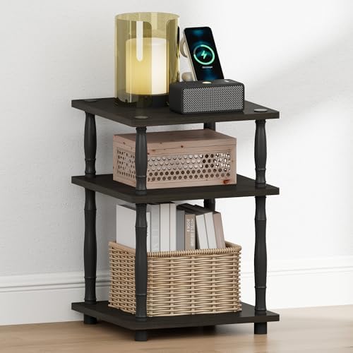 Furinno Turn-N-Tube Toolless 3-Tier Night Stand, Open Shelf, Espresso