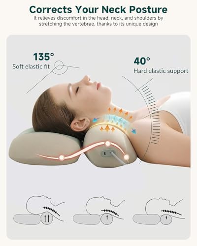 Snailax Neck Massager Pillow with Heat & Air Traction, Ergonomic Cervical
