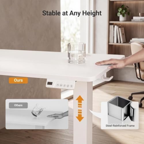 Claiks Electric Small Standing Desk, 35x20 Inch, White