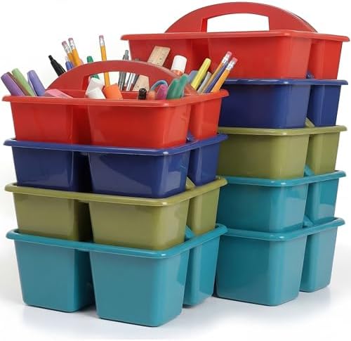 Kathfly 8 Pack Classroom Caddy Organizer with Handle Bulk, Deep Color
