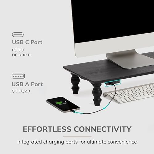 Anji Mountain Monitor Stand for Desk - Desktop Organizer & Laptop Riser, Ergonomic Monitor Riser, Space-Saving, Durable, Easy Assembly & Ideal for Home & Office,Black, 24-Inch, Power Edition