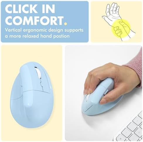 X9 Performance Wireless Vertical Ergonomic Mouse - (BT + 2.4Ghz) - Click in Comfort - Up to 4000 DPI, 6 Button, Rechargeable - Bluetooth Ergonomic Vertical Mouse Wireless - for Mac and PC - Blue