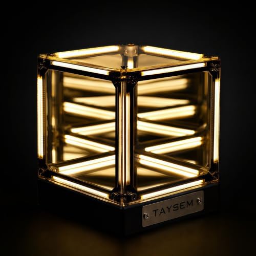 Infinity Tesseract Cube Light, USB-C Rechargeable Mood Lighting, Yellow