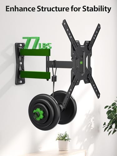 USX MOUNT UL Listed Full Motion TV Mount, Swivel Articulating Tilt TV Wall Mount for 26-65 Inch LED, 4K, Wall Mount Bracket with VESA 400x400mm Up to 77lbs, Perfect Center Design -XMM006-1 (Pack of 2)