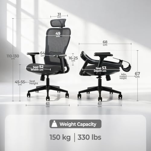 Tervo Model Y - Folding Ergonomic Office Chair - 3D Adjustable Arms