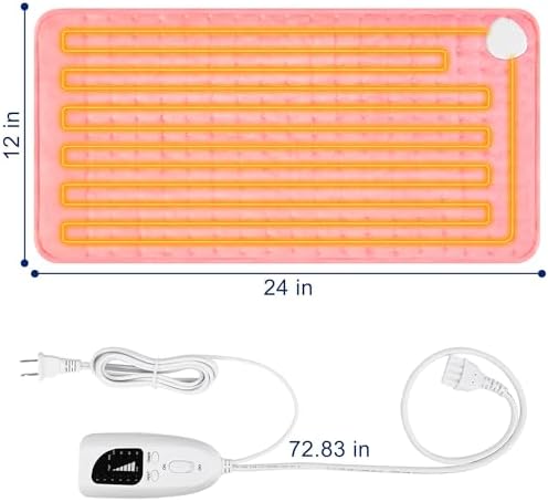 Electric Heating pad for Back Neck Shoulder Knee Arms Legs- Electric Heat Pads with 6 Heat Settings & Auto Shut Off &Dry/Moist Heat Heating Pad for Birthday Mother Father Girl Men Women, BabyPink