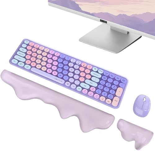 Gel Mountain Wrist Rest for Keyboard and Mouse Abstract Clear Purple Keyboard Wrist Rest Transparent Ergonomic Cute Minimalist Mouse Wrist Pad Cool Silicone Non-Slip Support for Computer Office Decor