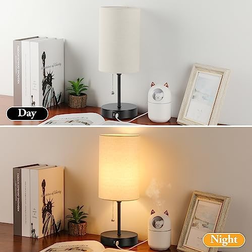 Lakumu 2 Sets Table Lamps with 2 USB, Minimalist Beside Lamps for Bedroom