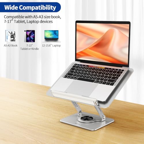 BESIGN BS02 Book Stand for Reading, Adjustable Book Holder, Ergonomic Laptop Stand, Cookbook Stand, Recipe Book Holder with Elastic Page Clips for Music Scores, Recipe, Tablet