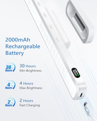 WILLED 3W Magnetic Light Bar, Eye-Friendly Makeup Lighting, 2000mah Vanity Lights for Mirror with Battery Display, Button Control Rechargeable Light Bar for Cabinet, Closet, Bathroom and Desk