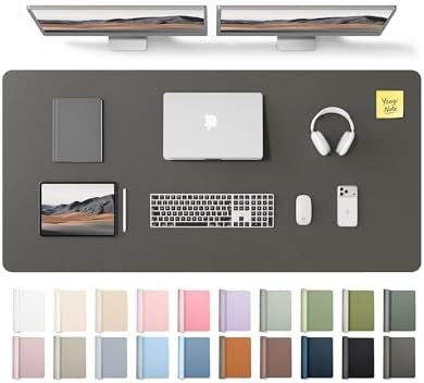 YSAGi Leather Desk Pad Protector, Office Desk Mat, Large Mouse Pad, Non-Slip PU Leather Desk Blotter, Laptop Desk Pad, Waterproof Desk Writing Pad for Office and Home (Dark Grey,55" x 24")