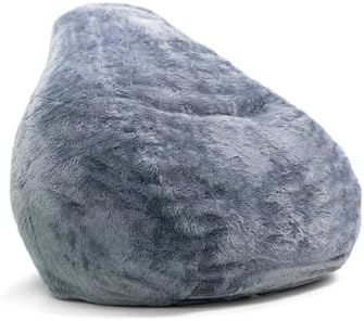 Big Large Teardrop Foam Filled Bean Bag Chair with Removable Cover, Gray Short Shag, 4 feet Big