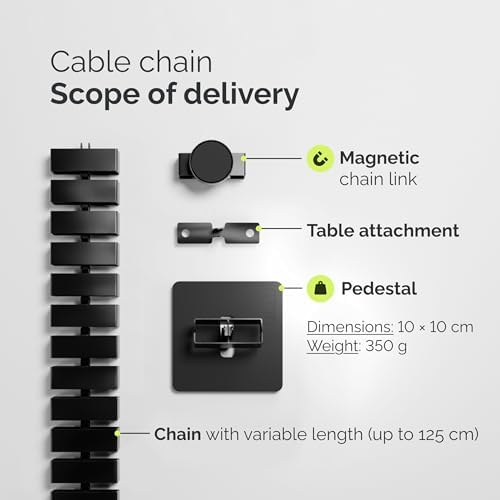 VALU Under Desk Cable Organizer, 49in - Black, with Magnet