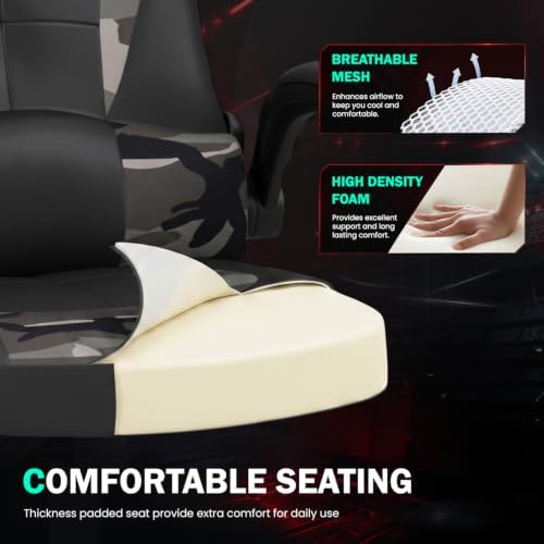 PC Gaming Chair Racing Office Chair Ergonomic Desk Chair Massage PU Leather Computer Chair with Lumbar Support Headrest Armrest Executive Task Rolling Swivel Chair for Back Pain, Camo
