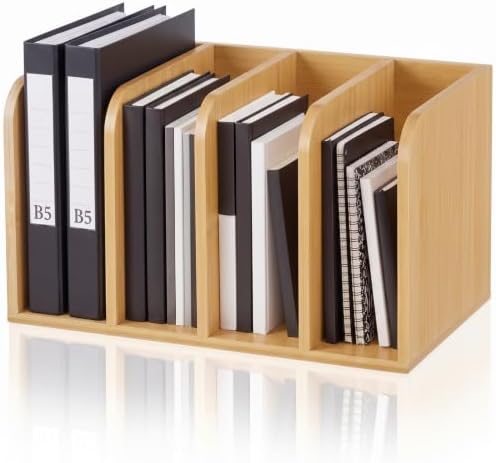 Novabright Bamboo Wooden 4-compartment File Magazine Holder, Suit for B5