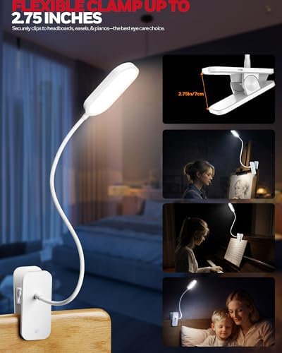 Honeywell Clip On Reading Light,Rechargeable LED 4000K CRI95 Gooseneck Lamp