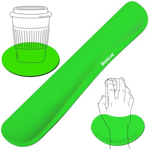 BamLue Keyboard Wrist Rest, BamLue Memory Foam Pad Set for Easy Typing & Pain Relief for Laptop, Office & Home, Ergonomic Sets for Keyboard, Gel Mouse Wrist Rest, Smooth Fiber Cushion Wrist Support