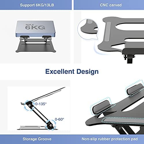 Adjustable Laptop Stand,Portable Laptop Computer Stand Riser&Multi-Angle Stand with Heat-Vent to Elevate Laptop Holder for Mac,Notebook,Lenovo KT1-black