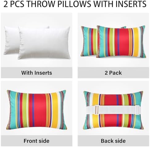 Striped Outdoor Chaise Lounge Head Pillow 11"x16" Set of 2