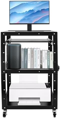 4 Tier Mobile AV Cart with with Pull-Out Keyboard Tray for Office