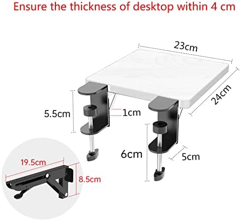 Sisyphy Ergonomics Desk Extender Tray, 9.5x9.1" Punch-Free Clamp on, Foldable Keyboard Drawer Tray, Table Mount Arm Wrist Rest Shelf, Computer Elbow Arm Support