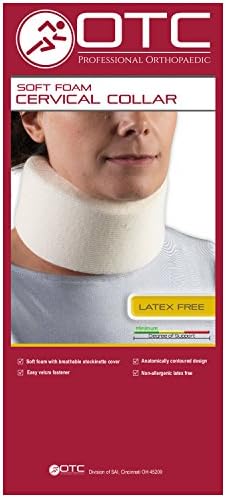 OTC Cervical Collar, Soft Contour Foam, Neck Support Brace, Black Narrow 2.5" Depth, X-Small