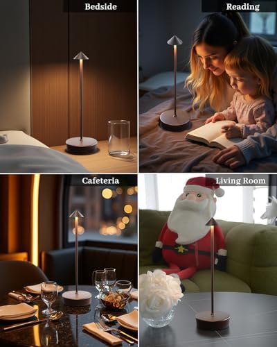 2 Packs Cordless Rechargeable Table Lamp 7200mAh Portable Touch Control LED Dimmable Rechargeable Table Lamp for Bedroom Reading(2 Packs Brown)