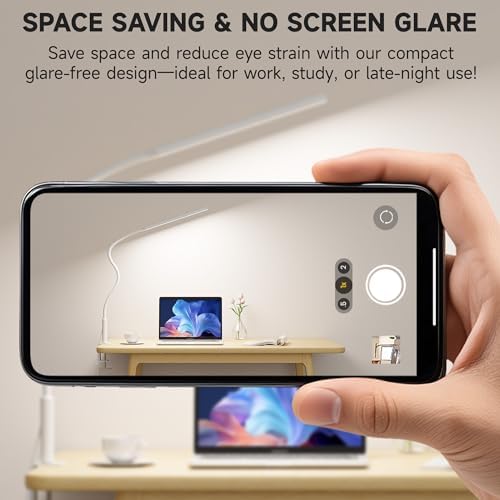 Desk Lamp with Clamp for Home Office, 3 Colors Stepless Dimming for Puzzle
