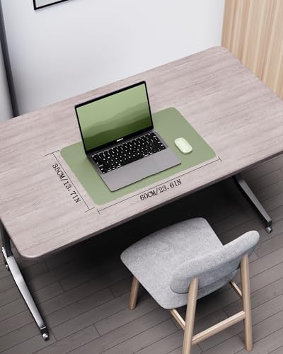 YSAGi Double-Sided Desk Pad, 23.6"x13.7"Leather Desk Mat, Eco Cork Desk Pad Protector,Large Mouse Pad,Waterproof Desk Blotter for Office/Home(Bamboo Green)