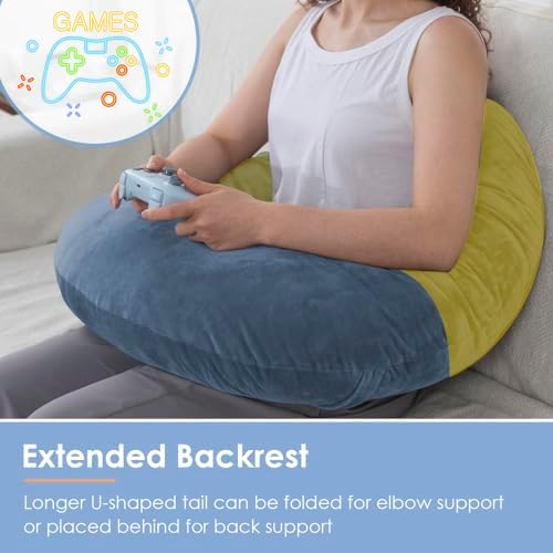 QUEEN ROSE Reading Pillow, Gaming Lap Pillow for Crocheting, Velvet Blue