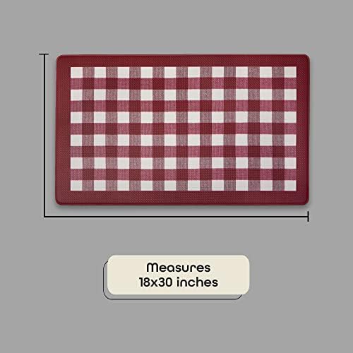 Anti-Fatigue Floor Comfort Mat, 18 x 30 in, Buffalo Check Burgundy