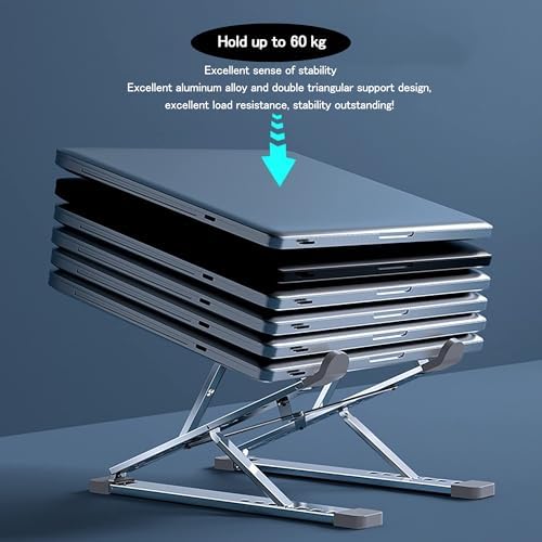 Laptop Stand for Desk, Adjustable Computer Riser with Dual Layer, Portable Foldable Aluminum Notebook Stand Holder Compatible with 13.3-17.3 inch MacBook Dell HP Lenovo, Silver